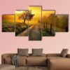 Rural Landscape On A Hill - Nature 5 Panel Canvas Art Wall Decor
