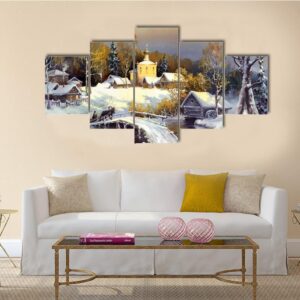 Rural Landscape - Abstract Nature 5 Panel Canvas Art Wall Decor