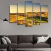 Rural Sunset Landscape - Nature 5 Panel Canvas Art Wall Decor