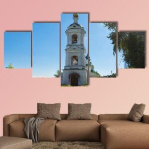 Russia City Of Ples St. Varvara Church - Nature 5 Panel Canvas Art Wall Decor