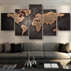 Rustic World - Abstract 5 Panel Canvas Art Wall Decor