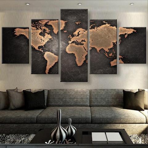 Rustic World - Abstract 5 Panel Canvas Art Wall Decor Rustic World - Abstract 5 Panel Canvas Art Wall Decor