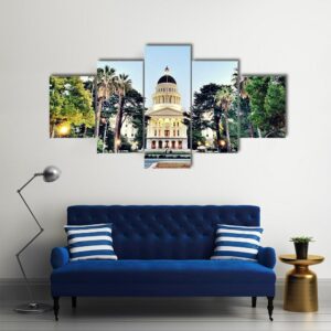Sacramento State Capitol Building - Nature 5 Panel Canvas Art Wall Decor