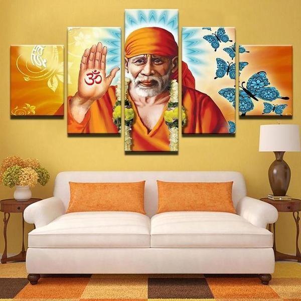Sai Baba - Artistic Painting - Limited Edition - Religion 5 Panel Canvas Art Wall Decor Sai Baba - Artistic Painting - Limited Edition - Religion 5 Panel Canvas Art Wall Decor
