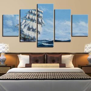 Sail Boat 10 - Space 5 Panel Canvas Art Wall Decor