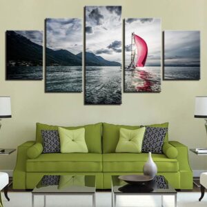 Sail Boat 12 - Space 5 Panel Canvas Art Wall Decor