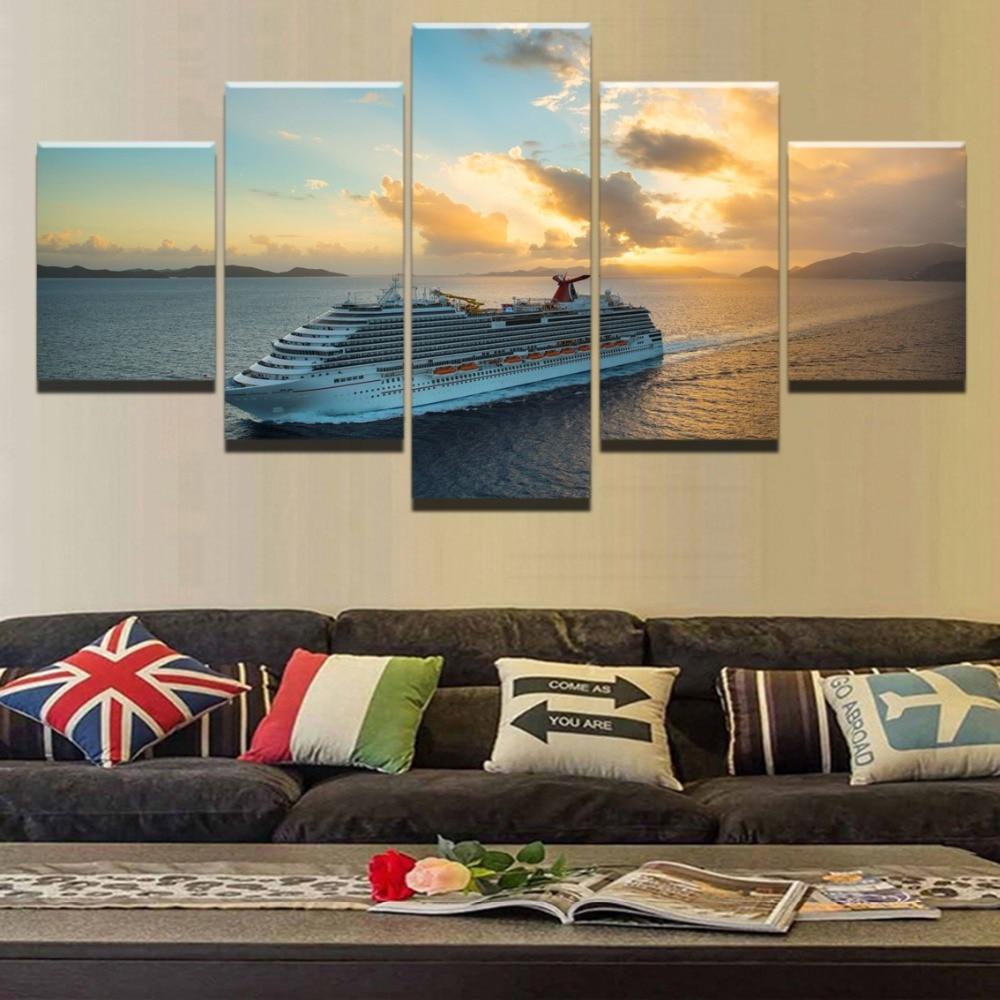 Sail Ship 10 - Space 5 Panel Canvas Art Wall Decor Sail Ship 10 - Space 5 Panel Canvas Art Wall Decor