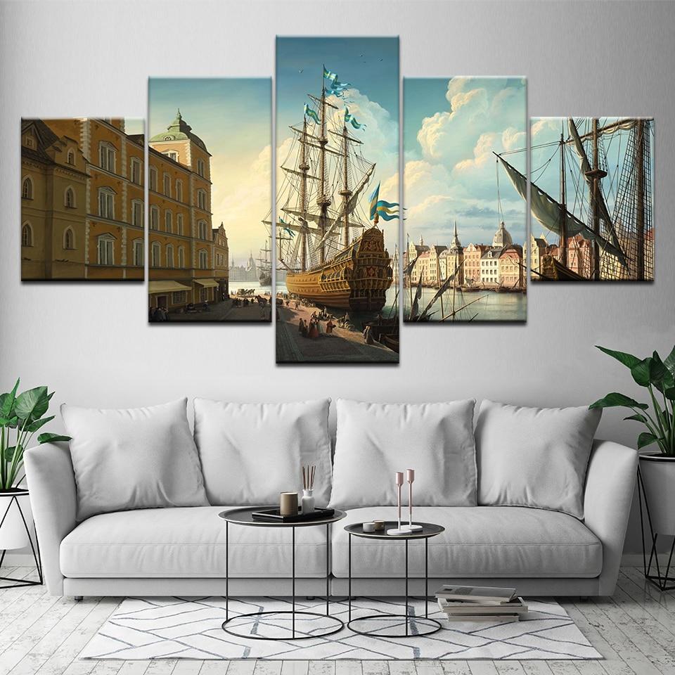Sailboat 01 - Space 5 Panel Canvas Art Wall Decor Sailboat 01 - Space 5 Panel Canvas Art Wall Decor