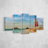 Sailboat On Shore - Nature 5 Panel Canvas Art Wall Decor