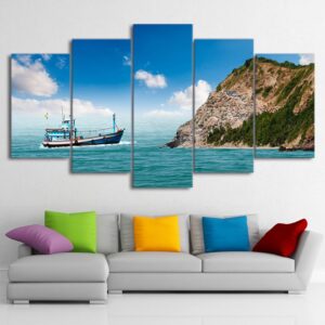 Sailing Boat 1 - Fishing 5 Panel Canvas Art Wall Decor