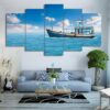 Sailing Boat 2 - Fishing 5 Panel Canvas Art Wall Decor
