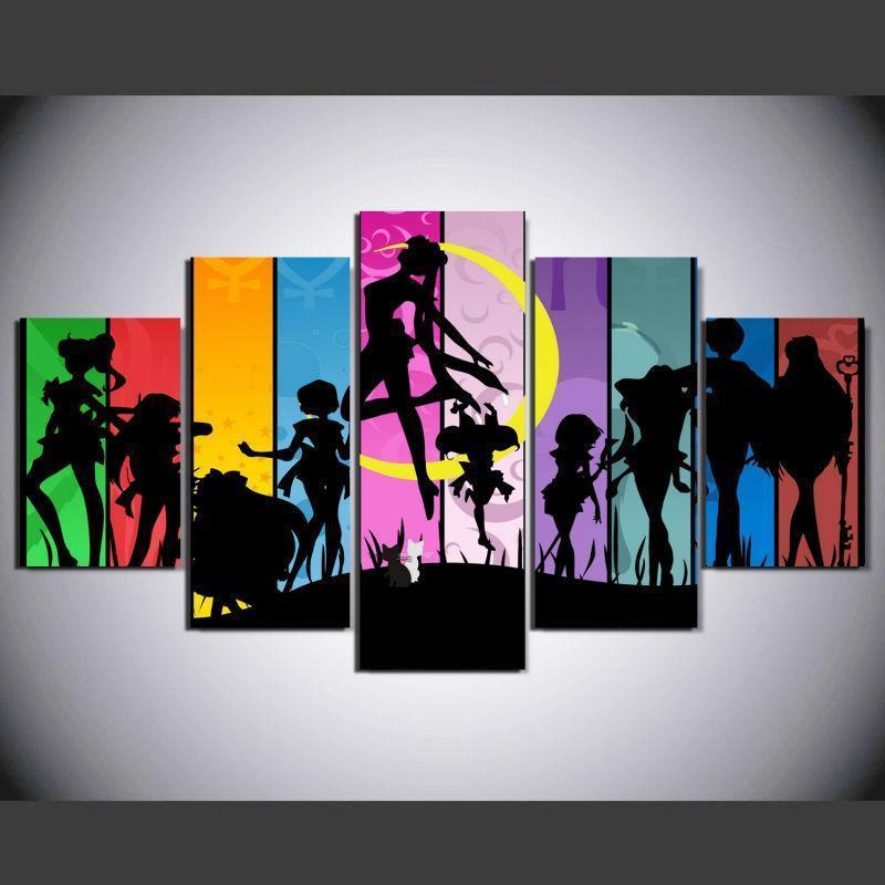 Sailor Moon Colorful Characters Anime - 5 Panel Canvas Art Wall Decor Sailor Moon Colorful Characters Anime - 5 Panel Canvas Art Wall Decor