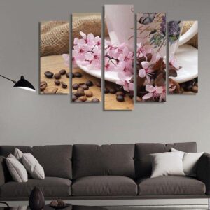 Sakura Flower - Nature 5 Panel Canvas Art Wall Decor