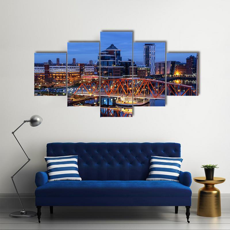 Salford Quays Skyline - Nature 5 Panel Canvas Art Wall Decor Salford Quays Skyline - Nature 5 Panel Canvas Art Wall Decor