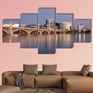 Salt River At Tempe Town Lake - Nature 5 Panel Canvas Art Wall Decor
