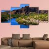 Salt River With Large Moon - Nature 5 Panel Canvas Art Wall Decor