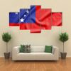 Samoa Flag On Silk Texture - Abstract 5 Panel Canvas Art Wall Decor
