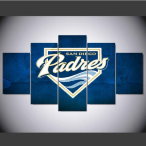 San Diego Padres Logo Baseball - Sport 5 Panel Canvas Art Wall Decor