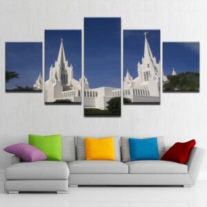 San Diego Temple Church Of Latter Day Saints - Nature 5 Panel Canvas Art Wall Decor