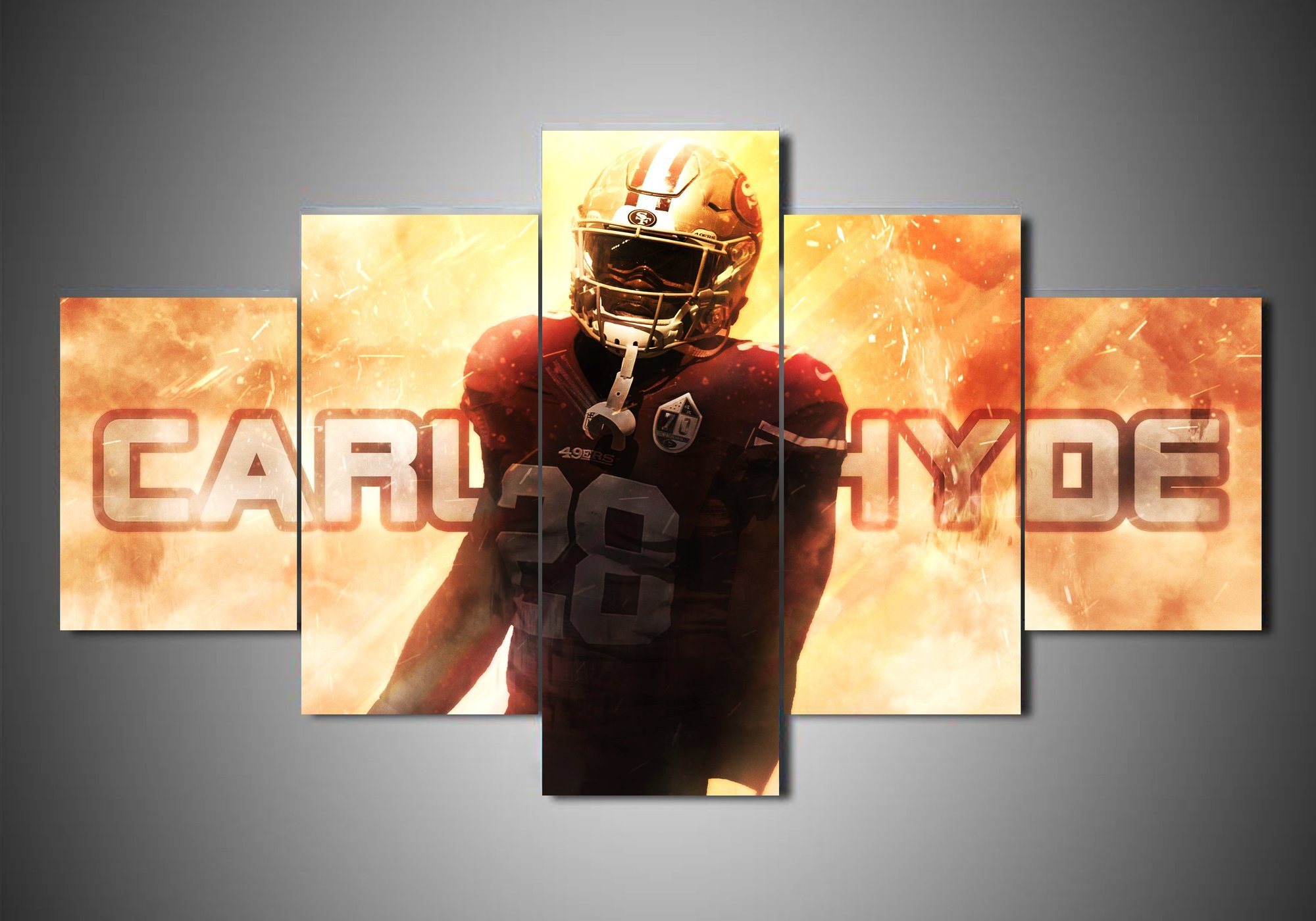 San Francisco 49Ers - Carlos Hyde - Sport 5 Panel Canvas Art Wall Decor San Francisco 49Ers - Carlos Hyde - Sport 5 Panel Canvas Art Wall Decor