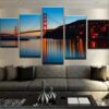 San Francisco Golden Gates Bridge 1 - Nature 5 Panel Canvas Art Wall Decor