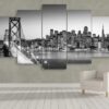 San Francisco Old Bay Bridge - Nature 5 Panel Canvas Art Wall Decor
