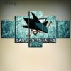 San Jose Sharks Nhl Team Green Ice Rink - Sport 5 Panel Canvas Art Wall Decor