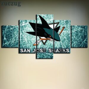 San Jose Sharks Nhl Team Green Ice Rink - Sport 5 Panel Canvas Art Wall Decor