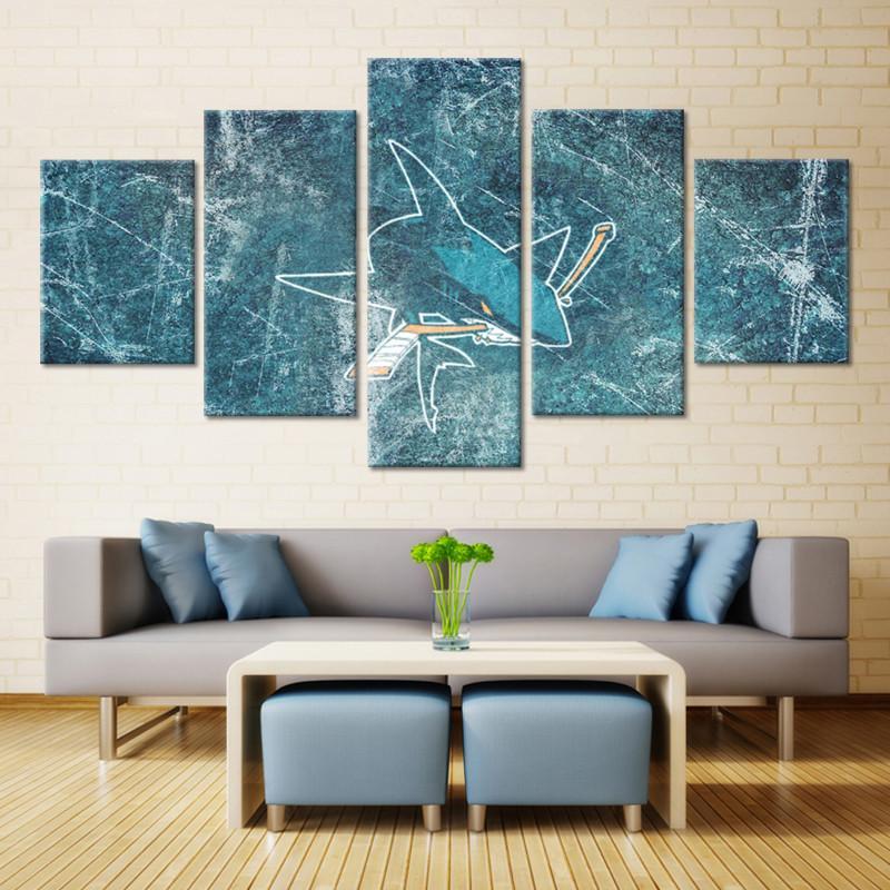 San Jose Sharks Nhl Team - Sport 5 Panel Canvas Art Wall Decor San Jose Sharks Nhl Team - Sport 5 Panel Canvas Art Wall Decor