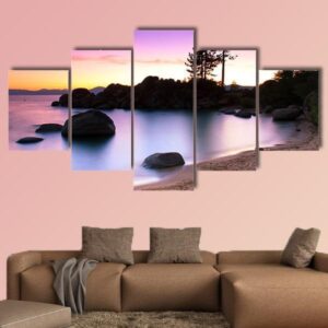 Sand Harbor Beach In Lake Tahoe - Nature 5 Panel Canvas Art Wall Decor