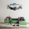 Sandy Beach Ocean Ship Seascape - Space 5 Panel Canvas Art Wall Decor