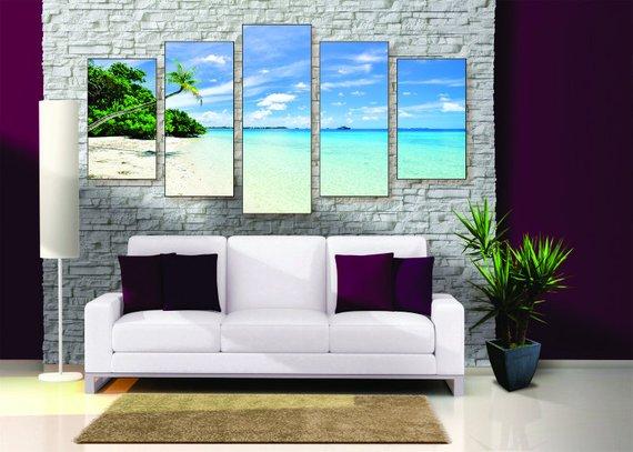 Sandy Beaches - Nature 5 Panel Canvas Art Wall Decor Sandy Beaches - Nature 5 Panel Canvas Art Wall Decor