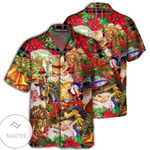 Santa Cowboy Christmas Red Style Hawaiian Shirt