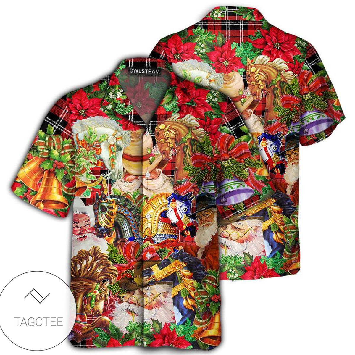 Santa Cowboy Christmas Red Style Hawaiian Shirt Santa Cowboy Christmas Red Style Hawaiian Shirt