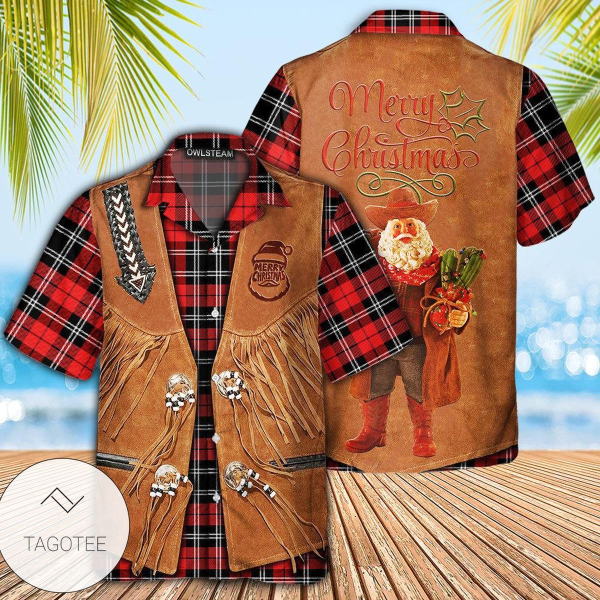 Santa Cowboy Christmas Vintage Style Hawaiian Shirt Santa Cowboy Christmas Vintage Style Hawaiian Shirt