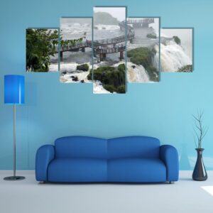 Santa Maria Falls In Brazil - Nature 5 Panel Canvas Art Wall Decor