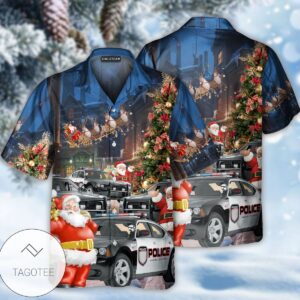 Santa Police Car Merry Christmas Hawaiian Shirt- Tagotee