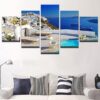 Santorini Greece Large - Nature 5 Panel Canvas Art Wall Decor