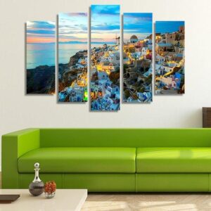 Santorini - Nature 5 Panel Canvas Art Wall Decor