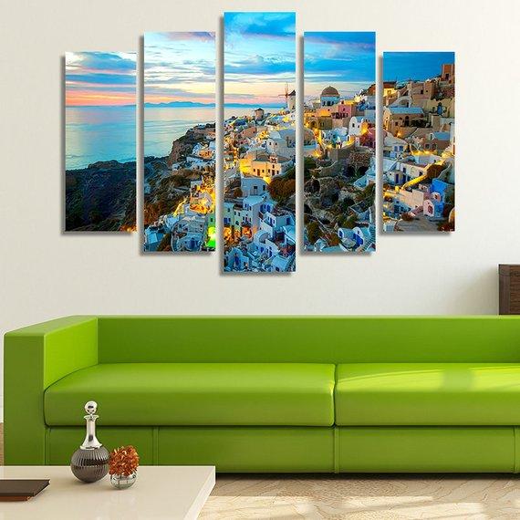 Santorini - Nature 5 Panel Canvas Art Wall Decor Santorini - Nature 5 Panel Canvas Art Wall Decor