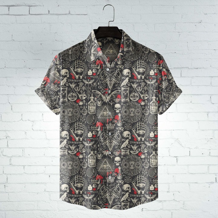 Satan 666 Symbols Hawaiian Shirt Satan 666 Symbols Hawaiian Shirt