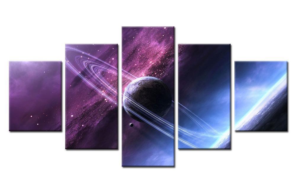 Saturn Rings And The Galactic - Space 5 Panel Canvas Art Wall Decor Saturn Rings And The Galactic - Space 5 Panel Canvas Art Wall Decor