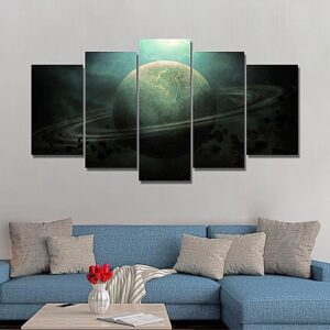 Saturn Universe - Space Universe 5 Panel Canvas Art Wall Decor