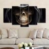 Scared Skull in Dark - Abstract 5 Panel Canvas Art Wall Decor