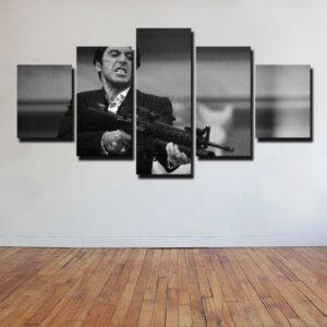Scarface Black & White - Tony Montana - Movie 5 Panel Canvas Art Wall Decor