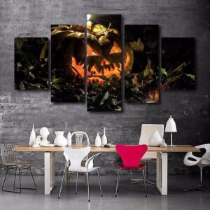 Scary Pumpkin - Halloween 5 Panel Canvas Art Wall Decor