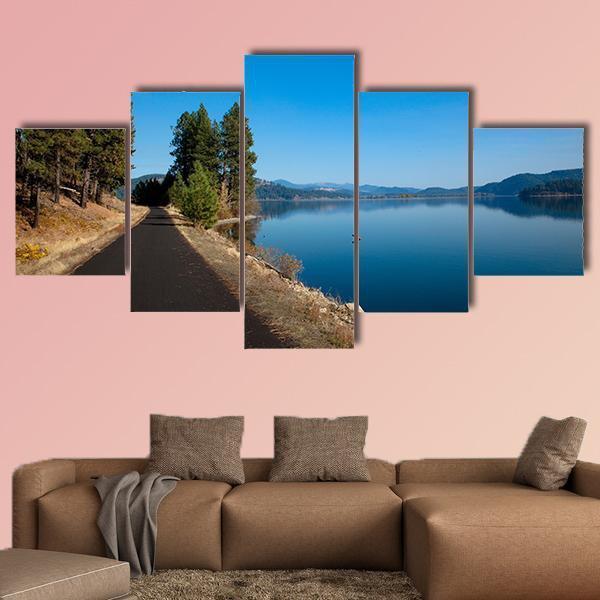 Scenery Of A Clam Blue Lake - Nature 5 Panel Canvas Art Wall Decor Scenery Of A Clam Blue Lake - Nature 5 Panel Canvas Art Wall Decor