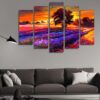 Scenery Painting Of A Sunset In The Country - Abstract 5 Panel Canvas Art Wall Decor