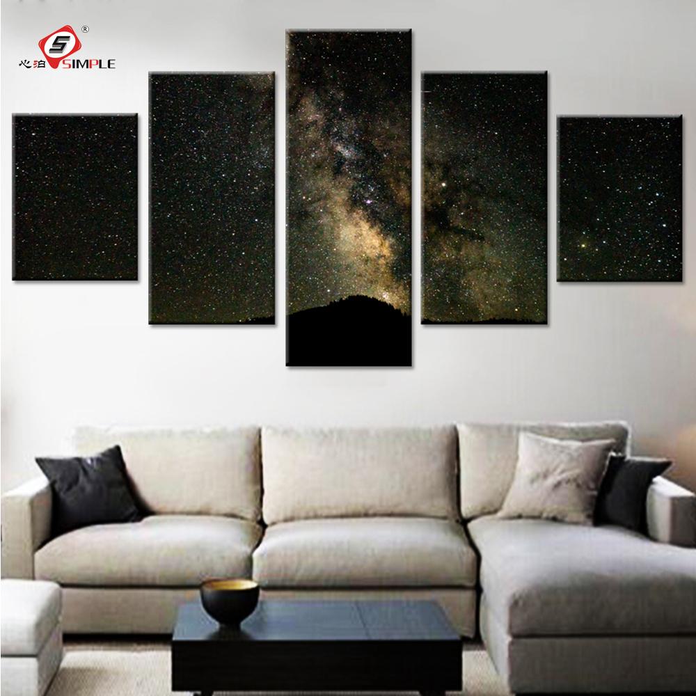 Scenery: Sky At Night - Nature 5 Panel Canvas Art Wall Decor Scenery: Sky At Night - Nature 5 Panel Canvas Art Wall Decor