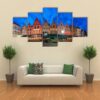 Scenic Cityscape With A Medieval Fairytale Town - Nature 5 Panel Canvas Art Wall Decor